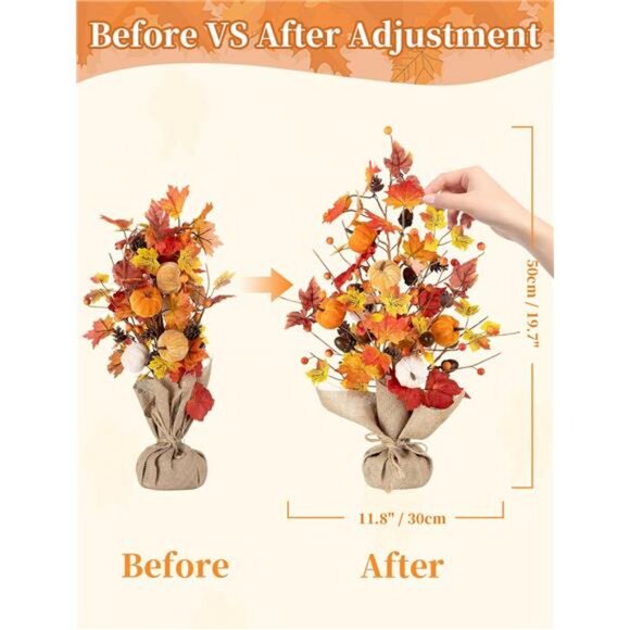 Fall Decorations for Home Table: 19.7 Inch Faux Tree with Timer 30 LED - Picture 2 of 7